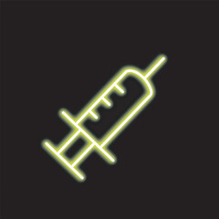 neon injection isolated on black background. injection icon with glowing neon lines. Vector illustration.