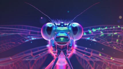 Colorful Damselfly with Clean Background