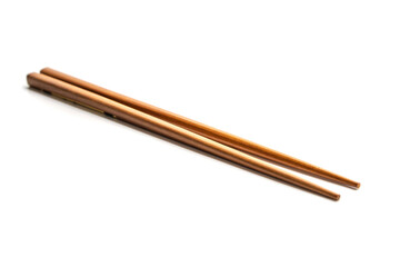 wooden sushi chopsticks on white background