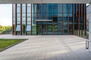 Contemporary Architectural Design with Glass Facade and Open Space