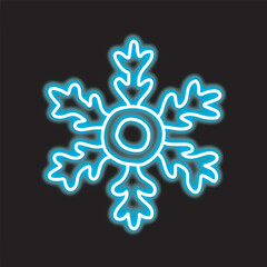neon snow isolated on black background. snow icon with glowing neon lines. Vector illustration.