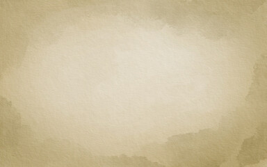 Vintage kraft rectangular paper with old texture and vignette with a slight blur of beige color blank space for banners, greetings,invitations.The watercolor background is hand drawn