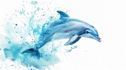 Fototapeta premium Dolphin Splash with Clean Background