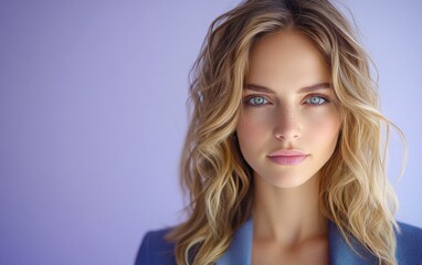 A woman in a suit is smiling for the camera