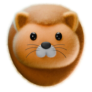 Cute Animal Lion Head 3D Rendering Icon Isolated Transparent Background	