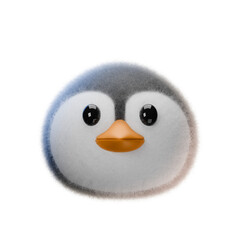 Cute Animal Penguin Head 3D Rendering Icon Isolated Transparent Background	
