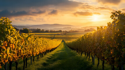 Naklejka premium A scenic vineyard landscape.