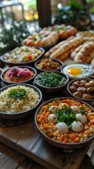 Fototapeta premium Delicious Middle Eastern Food Platter Hummus Falafel Shawarma and More