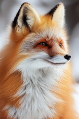 Obraz premium Majestic fox with vibrant orange fur in a serene snowy landscape