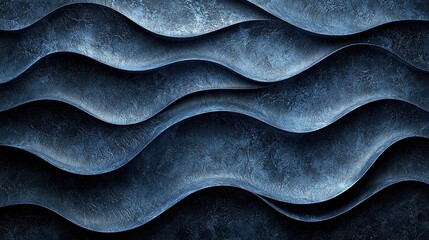 Obraz premium Flowing blue waves create a soothing and textured abstract pattern on a dark background