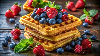 Delicious Homemade Berry Waffles:  Perfect Breakfast Recipe & Food Photography