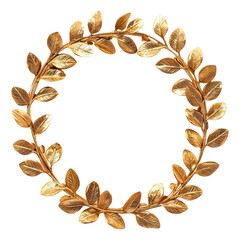 Laurel wreath gold. Isolated on transparent background.