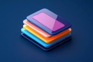 Smartphone Interface Layers illustration: Interactive UI Design Background Wallpaper 3d