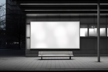 Fototapeta premium Street, Banner - Sign, Lighting Equipment, Billboard, Advertisement,Large blank billboard on a street wall, banners with room to add your own text 