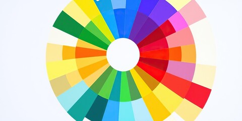 Obraz premium Color wheel depicted in a circular format with vibrant hues arranged in primary and secondary color categories, color model, lightness, color harmony