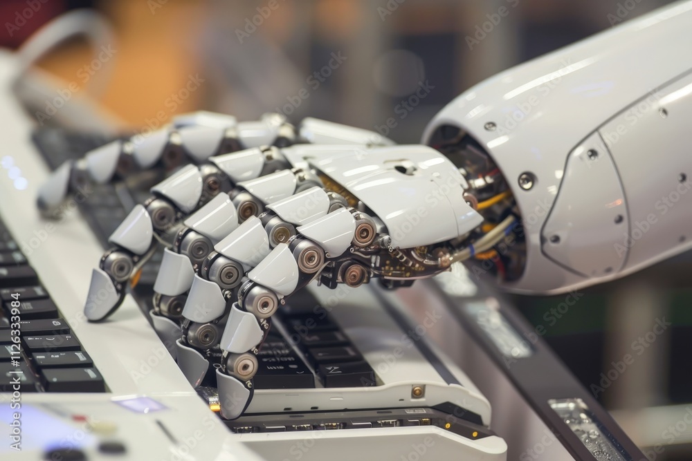 Aufkleber Advanced robotics showcase intricate mechanical hand design in a futuristic setting highlighting technology integration