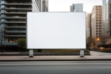 Obraz premium Blank bus stop multiple advertising billboard in the city at night. 