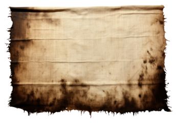 PNG  Fabric with burnt text white background rectangle.