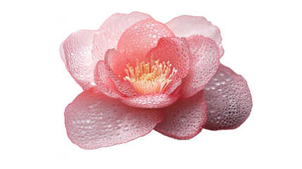 Pink Flower Glitch Art Digital Distortion, Water Droplets, Bloom