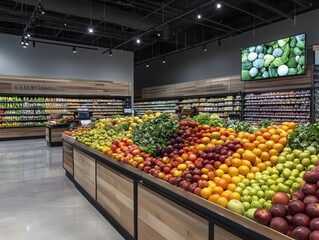 fresh produce display in a modern grocery store