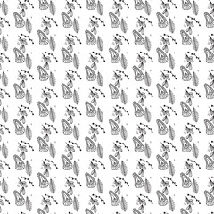 Fototapeta premium seamless pattern with black and white flowers