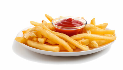 Delicious Golden French Fries with Ketchup   Crispy Potato Snack Food
