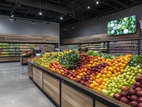 fresh produce display in a modern grocery store