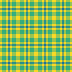 Mens shirt vector check pattern, international seamless plaid tartan. Setting textile texture background fabric in green and yellow colors.