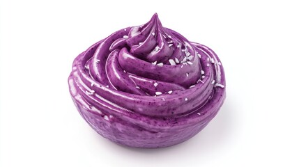 Fototapeta premium A swirl of vibrant purple dessert, likely a smoothie or yogurt, garnished with toppings.