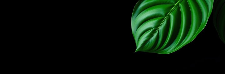 Obraz premium Large Monstera Leaf on a Dark Background with Vibrant Green Color, leaf shape, vibrant green color, foliage