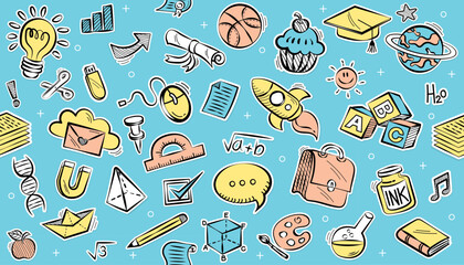 seamless pattern with education icons.