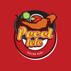 Pecel lele indonesia street food logo template illustration graphic