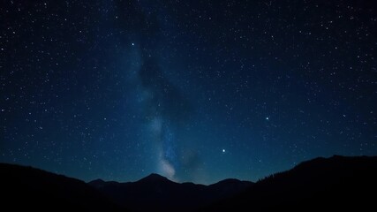 Night sky in Ukrainian Carpathian Mountains with stars and Milky Way, Natural Wonders, Twinkling Stars, Mountain Peaks