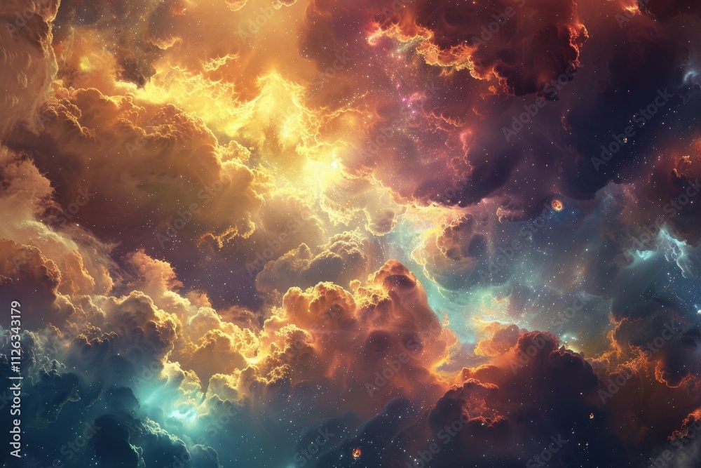 Fototapete vibrant cosmic clouds illuminated by celestial light showcasing an array of colors in the deep unive