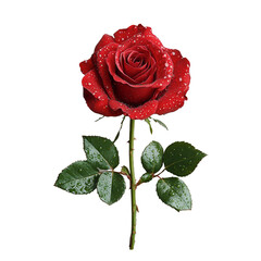 Fototapeta premium Vibrant Red Rose, Glitch Art, Water Droplets, Colorful Stripes, Floral Design