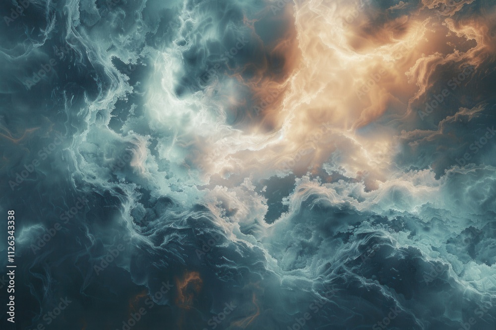 Fototapete Vibrant cosmic clouds illuminated by celestial light showcasing an array of colors in the deep universe at twilight