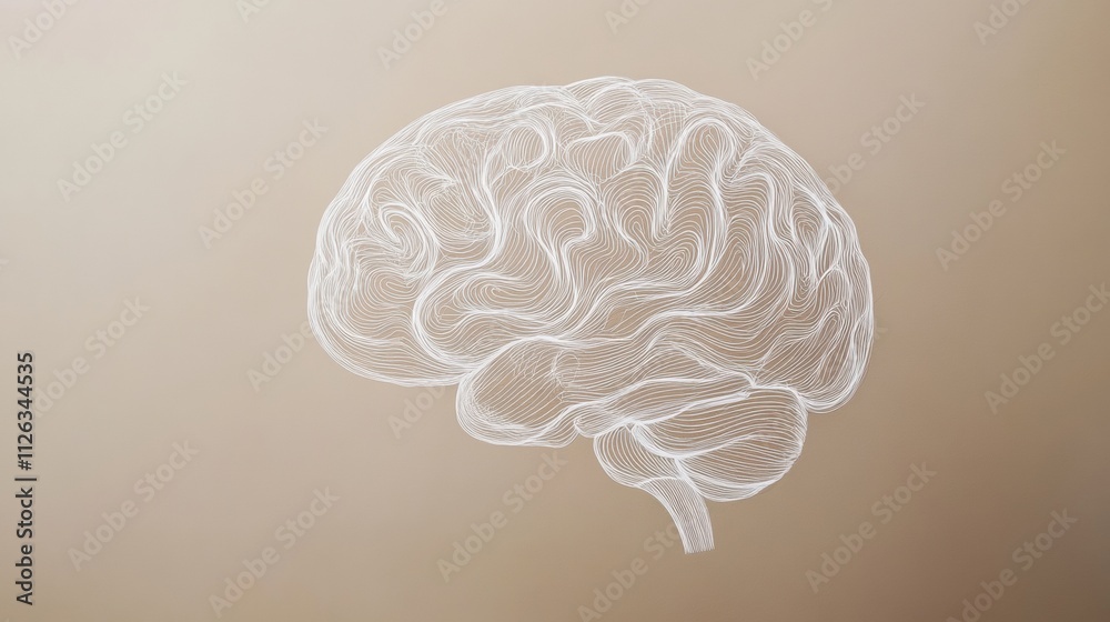 Leinwandbilder a creative doodle of a human brain outlined in thin white lines is set against a soft gradient backg