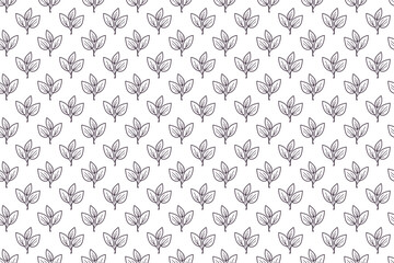 Hand drawn floral pattern vector design. Simple ornament with plant and leaf.