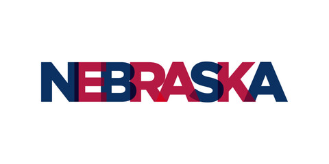 Nebraska, USA typography slogan design. America logo with graphic city lettering for print and web.