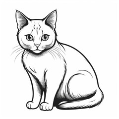 vector illustration of a cat with black lines on a white background