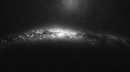 Stunning black and white image of a spiral galaxy with bright stars and cosmic dust, showcasing the beauty and mystery of the universe in high resolution
