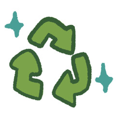 Recycle symbol icon ESG green world drawing watercolor cartoon element transparent icon png