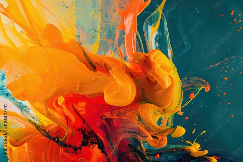 Poster colorful abstract art piece showcasing vibrant swirls and patterns in a spectrum of hues, evoking a 