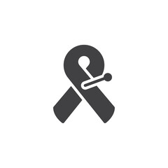 Ribbon with push pin vector icon