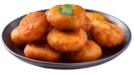 Batata vada street food isolated on a transparent background.