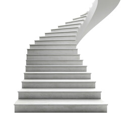 Elegant Modern White Marble Staircase Architecture Design, Isolated On Transparent Background, Png Cut Out