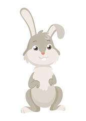 Cartoon rabbit. Bunny pet silhouette. Cute animal isolated icon. Vector rabbit character illustration