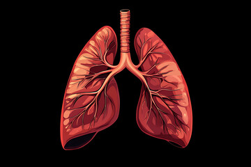 Illustration of human lungs showcasing their structure and branching bronchi.