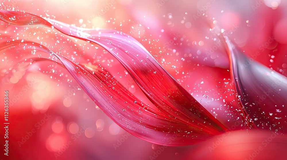 Aufkleber flowing red ribbons create an enchanting abstract design with sparkling particles and soft light