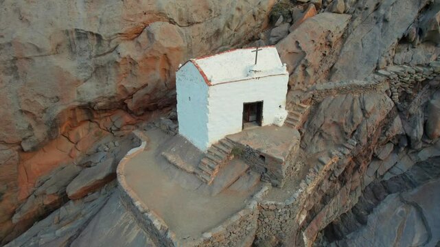 Discovering the small hermitage of Malpaso that is located in the Las Pe&ntilde;itas ravine on the island of Fuerteventura. Canary Islands.